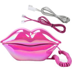Advanced Home Telephone, Wired Novelty Cute Sexy Lip Phone, Wire Phone Home Decoration for Home Hotel Office Decor Gift (Electroplated Rose red)