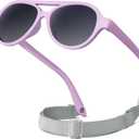 RIVBOS Baby Aviator Wrap Polarized UV400 Sunglasses Soft Frame Secure Strap Toddler,Infant and Newborn (0-18 Months) RBK068 (Purple&grey Lens)