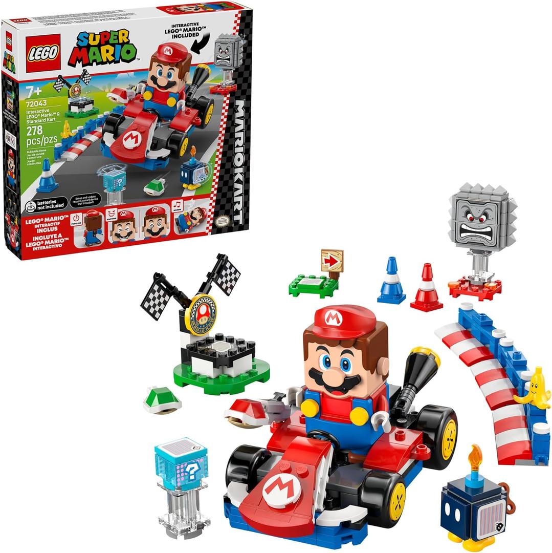 LEGO Super Mario: Mario Kart  Interactive Mario & Standard Kart Building Toy - Pretend Play Racing Playset for Boys & Girls, Ages 7+ - Gift for Christmas - 72043