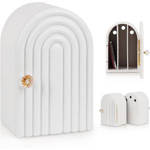 Phone Box for Family Time, Bamboo Cell Phone Jail, 3 Sections Hold 6 Phones, with Charging Holes, Phone Holder Self-Discipline Box, Help Kids Adults Focus Back, Mobile Phone Addiction (White)