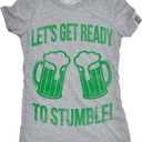 Womens Funny St Patricks Day T Shirts for Girls Cute Tees for Saint Patricks Day (Gray, XL)