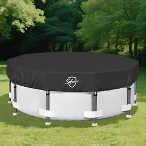 SAFANA 18FT Round Pool Covers for Above Ground Pools, Round Swimming Pool Cover [Upgrade 420D Thicker] Protective Leaf Cover, Elastic Band Auto Shrink & Seal, Tear Resistant, UV Protection, Black