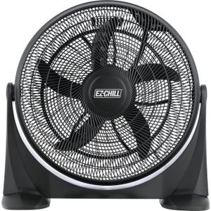 EZ-CHILL 20" High Velocity Floor Fan with 180 Degree Adjustable Tilt, 3 Speed, Ideal for Home, Bedroom, & Office, 01302