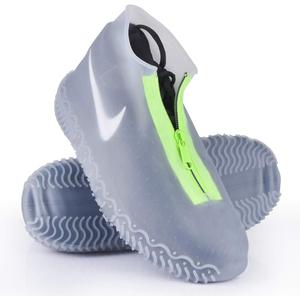 Shiwely Silicone Waterproof Shoe Covers, reusable upgraded overshoes with waterproof zipper, Resistant Rain Boots Non-Slip Washable Protection for Women, Men (L (Women 7.5-10.5, Men 6.5-9), White)