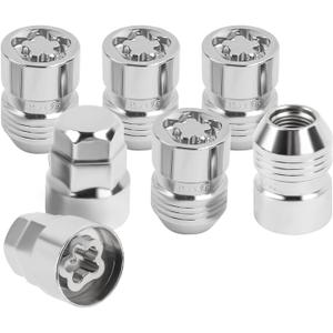 M12×1.25-5 Locks and 2 Key Wheel Locking Lug Nuts, Height 1.27" Cone Seat Anti-Theft Tire Locking Nut Replacement for GR86 EX35 EX37 M56