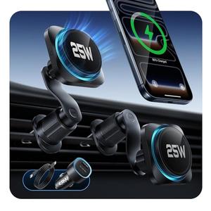 ESR OmniLock Qi2.2 Certified 25W MagSafe Car Mount Charger with CryoBoost, Phone Cooling MagSafe Car Charger, 360° Rotatable, Air Vent Magnetic Car Phone Holder for iPhone 17/16 with iOS 26, Black