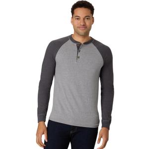 Hanes Mens T-Shirts, Men's Beefyt Henley Shirts, Men's Cotton Long Sleeve Shirts (Gray, S)