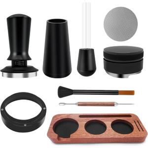 8PCS Espresso Accessories Kit, 53.3mm Espresso Tamper, Coffee Distributor, Tamping Station, WDT Tool, Puck Screen, Dosing Funnel, Espresso Tools Fits Breville 54mm Espresso Machines and Portafilters