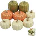 8Pcs Fake Pumpkins Fall Thanksgiving Decorations,Assorted Colors Plastic Pumpkins Home Decor, Artificial Mini Pumpkin for Decorating Autumn Harvest Outdoor Indoor Decor Centerpiece Table Decorations