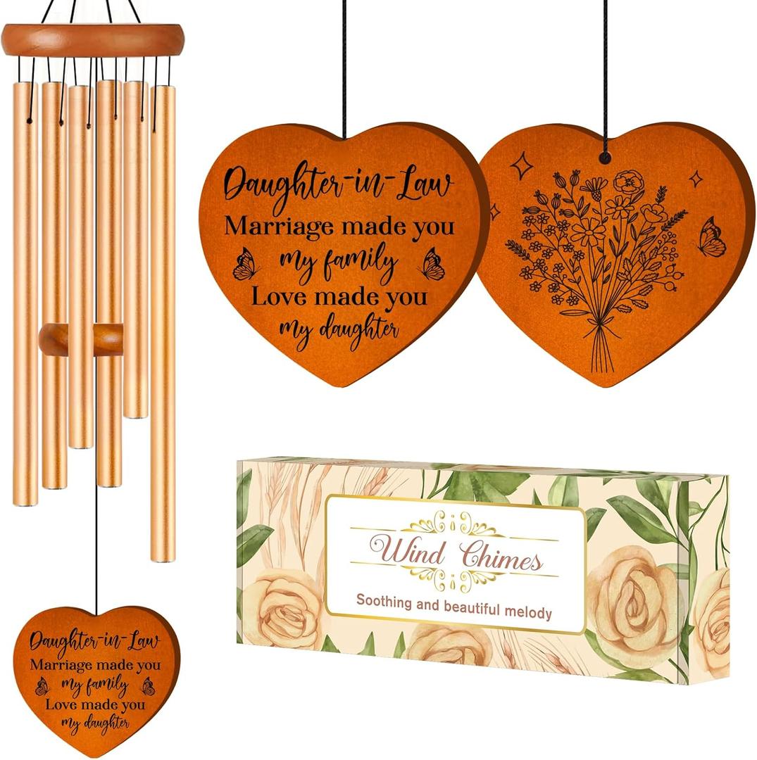 Daughter in Law Gifts, Gift for Daughter in Law Wind Chimes, Birthday Wedding Anniversary Presents for Future Daughter- in-Law, Son Girlfriend from Mother, Mother in Law, 36 inch