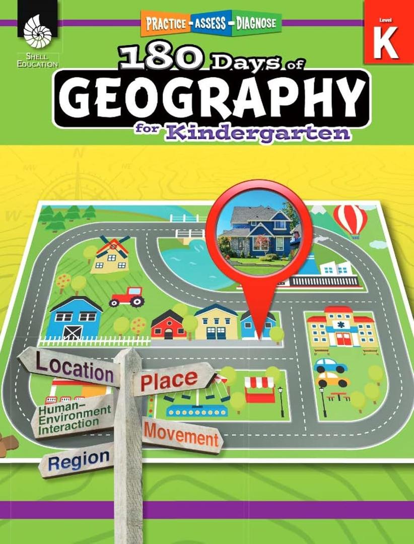 180 Days: Social Studies, Geography for Kindergarten Practice Workbook for Classroom and Home, Cool and Fun Practice Created by Teachers (180 Days of Practice)