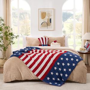 Snuggle Sac American Star Patriotic Throw Blanket for Couch Sofa Bed, July 4th Blanket Ultra Soft Cozy Throw Blanket, 250 Anniversary USA Military Veteran July 4th Gift, 50x60 inches