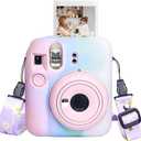 CAIYOULE Silicone Case for Fujifilm Instax Mini 12 Camera, Protective Case for Instax Mini 12 with Adjustable Shoulder Strap - Light Gradient