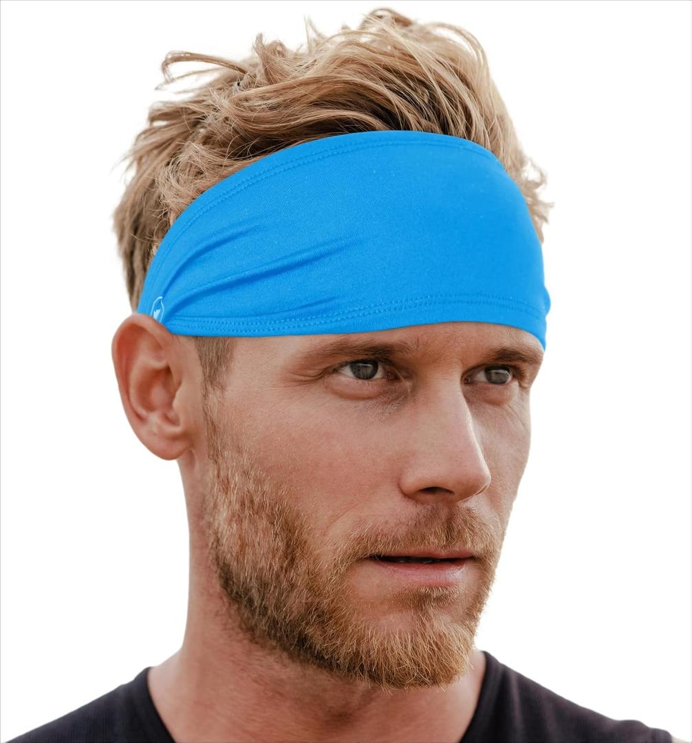 Tough Headwear Tough Outfitters Headband for Men - Mens Headbands - Working Out Sports Performance Head Bands - Athletic Cycling Running Sweat Band, Football Headbands - Sweat Bands Men/Women (Cool Blue)