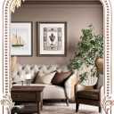 25x35 Inch Baroque Arched Wall Mirror Wooden, Rustic Farmhouse Decorative Mirrors for Fireplace, Entryway, Living Room, Bedroom, Bathroom