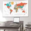 Capsceoll Large Map Tapestry, Camping World Map Colorful World Map Indoor Wall Art Wall Decorations for Living Room Wall Decor Bedroom Luck Wall Decor College Decor 80" L X 60" W,White Orange