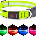 Vizpet LED Dog Collar, Light Up Dog Collar Adjustable USB Rechargeable Super Bright Safety Light Glowing Collars for Dogs(Medium, Green) (Medium[14.96-19.68 inch/38-50cm])