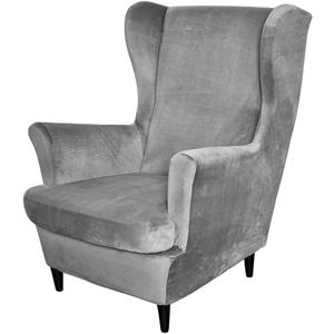Wing Chair Slipcovers, 2 Piece Stretch Wingback Chair Cover Soft Velvet Armchair Covers with Elastic Bottom for Living Room Bedroom (Grey)