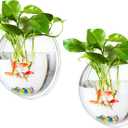 MeiBoAll 2Pcs 6in Wall Fish Bowl, 230ML Clear Acrylic Betta Fish Tank, Wall-Mounted Aquarium, Planter