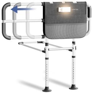 Agrish Bed Rails for Elderly Adults Safety with Motion Light & Storage Pouch, Adult Bed Rails for Seniors, Bariatric & Surgery Patients with Support Legs, Large Size