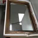 YOSHOOT Rustic Wooden Framed Wall Mirror, 40"x26", Natural Wood and Iron Bathroom Vanity Mirror for Farmhouse Decor, Vertical or Horizontal Hanging (Brown)