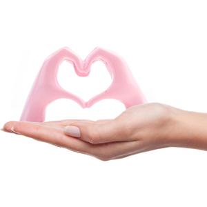 Small Heart Hands Sculpture Decor for Living Room Bedroom Bookshelf Coffe Table and Office Display, Love Finger Statue Modern Aesthetic Home Decor, Unique Gift for Wedding Christmas Birthday (Pink)
