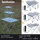 iClimb Ultralight Compact Camping Folding Table with Carry Bag (Reinforced Silver - L), Large