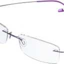Jcerki Frameless Myopia Glasses Men and women Nearsighted Glasses -0.50 Strength Fashion Distance Spectacles (Purple)