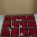 16 Pcs Velvet Christmas Tree Ornament Set - 3.15-Inch Flocked Shatterproof Christmas Balls, Bulk Hanging Xmas Baubles for Holiday Parties, Weddings & Home Decoration Burgundy Red