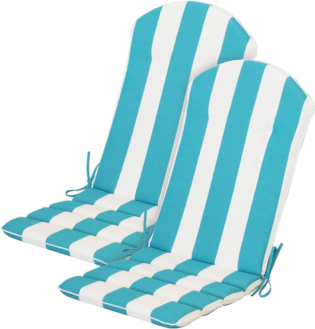 Goodgoods 20x50 Adirondack Chair Cushions 2-Pack, 30D Foam, Blue Stripes