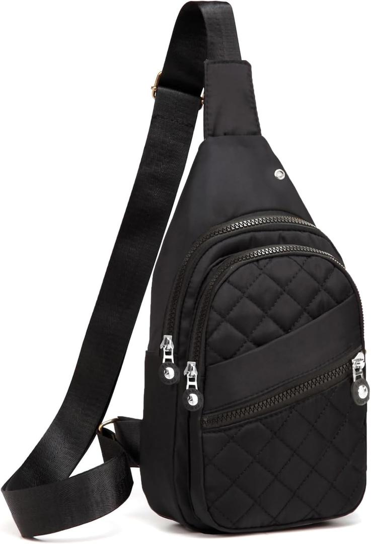 Crossbody Small Sling Backpack Sling Bag for Women, Chest Bag Daypack Crossbody for Travel Sport Running Hiking Dark Black