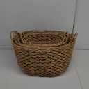 Household Essentials Wicker Basket Set, 3 Pieces, 1 Large and 2 Small Water Hyacinth Baskets for Storage and Organization