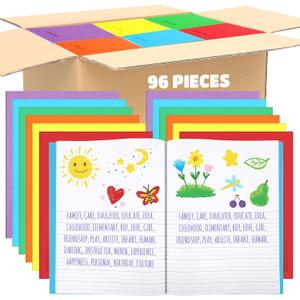 Henoyso 96 Pcs Primary Composition Notebook K-2 9 3/4 x 7 1/2 Inch Bulk Primary Journal Blank Writing Book for Kid to Write Draw and Journal 60 Page Notebook Back to School Supplies (Colorful)