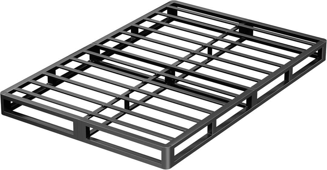 5 Inch King Metal Bed Frame Round Corner Low Platform Bed Frames 3000 LBS Heavy Duty Steel Slats Support Mattress Foundation No Box Spring Needed, Noise Free, Easy Assembly, Black