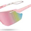 Lamicall 24g Polarized Sports Sunglasses for Men Women - UV400 Protection Sun Glasses for Running Cycling Baseball Fishing (Pink Frame-deep Pink Lens)