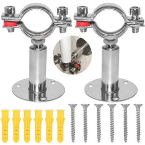 Beduan 2 Inch Stainless Steel Pipe Support Wall Ceiling Mount Pipe Strap Clamp Adjustable Pipe Bracket Holder for PVC Metal Water Pipe Tube Fitting (Range 51-57mm) (2"(51mm)(50+50mm) Pls Check OD!)