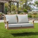 Summsun Patio Cushions for Outdoor Furniture, Faux Linen Water Resistant Backrest and Seat Cushion Set with Non-Slip Bottom, Straps, Removable Cover, 19 x 19 Inch, Light Grey, Set of 2, 2P/19*19+19*17 Inch