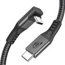 XAOSUN 240W USB4 Cable, Right Angle Thunderbolt 4 Cable 6Ft, 90 Degree Thunderbolt Cord Support 40Gbps 8K 4K Display USB-C Thunderbolt 4 for ROG Ally Thunderbolt 3 Steam Deck eGPU Laptop ipad Docks (Grey)