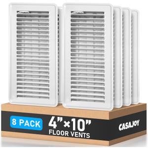 8 Pack Floor Vents Floor Registers 4x10 inch,Heavy Duty Floor Air Vent Covers for Home Floor Sidewall, Rust Proof Finish Registers Grilles & Vents(White)