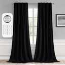 MIULEE Back Tab Blackout Curtains 108 Inch Long 2 Panels Set for Living Room Bedroom, Halloween Black Rod Pocket/Pinch Pleated Extra Long Thermal Insulated Room Darkening Light Blocking Curtain/Drapes
