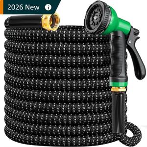 Garden Hose 150 ft, 2026 New No Kink Expandable Water Hose 150ft, 10 Function Nozzle, Leak-proof Solid Metal Fittings, 3750D Outer Fabric, Durable Collapsible Latex Core, Ultra Lightweight & Flexible