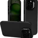 Black Genuine Leather Case for iPhone 15 Pro Max with Hidden Stand, Multifunctional Slim Fit Unique Designer Phone Protective Cover Compatible with MagSafe for Men Women