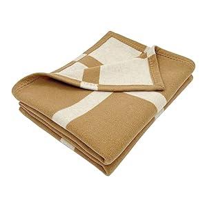 Wool Blanket & Throws 90% Wool Warm Blanket Soft Couch Blankets 75"x55" Twin Throw Blankets for Living Room, Camping, Outdoors, or Car Travel with Exquisite Box for Gift (Camel)
