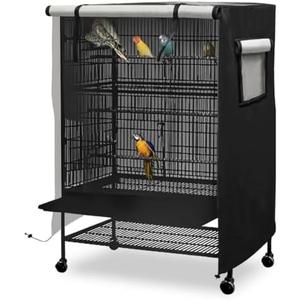 Universal Bird Cage Cover, Dark Colored Drape for Animal Crate, Waterproof & Washable Night Cover for Cages, Distraction and Light Eliminator for Mink, Totoro, Parakeets, Parrot (L - 31”L×22”W×41”H)