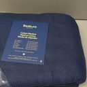 Bedsure GentleSoft 100% Cotton Blanket Queen Size for Bed - Breathable and Lightweight, Soft Cozy Textured Herringbone Woven Blanket for Summer, Navy Blue, 90x90 inches