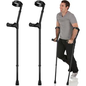 Geiserailie 2 Pcs Forearm Crutches for Adults Adjustable Elbow Crutches with Metal Spine Articulating Arm Cuff TPR Hand Grip and Wider Rubber Tip Lightweight Support Arm Crutches for Leg Injury
