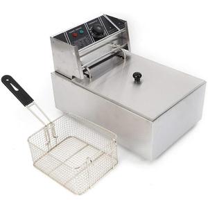CNCEST Electric Deep Fryer 1700W Stainless Steel Deep Fryer 6L/6.3QT Countertop Fat Fryer with Temperature Limiter and Lid, for French Fries Fish Kitchen Home Restaurant Kitchen