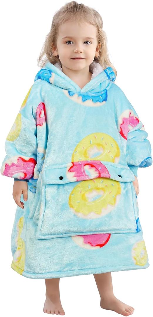 Narecte Kids Hoodie Blanket Birthday Gifts for Girls Year Old Girl Toddler Wearable Blanket Hoodie Kids Oversized Ideas Teen (Donut)