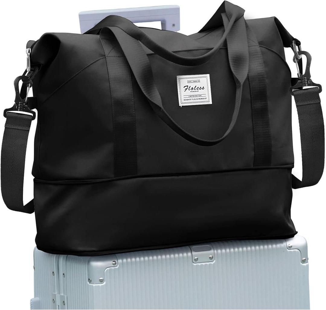Travel Duffel Bag, Sports Tote Gym Bag, Shoulder Weekender Overnight Bag for Women
