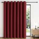 Joydeco Blackout Patio Sliding Door Curtains 90 Inches Long, Grommet Privacy Room Divider Curtains, Extra Wide Thermal Blackout Drapes for Bedroom Living Room (Burgundy Red, 70Wx90L, 1 Panel)